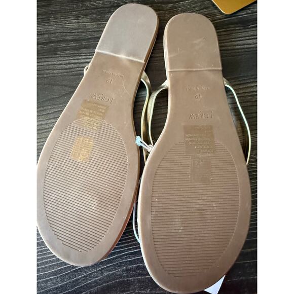 NWT J.Crew Factory Easy Summer Metallic Gold Flip-Flops Sz. 12 - Picture 4 of 8